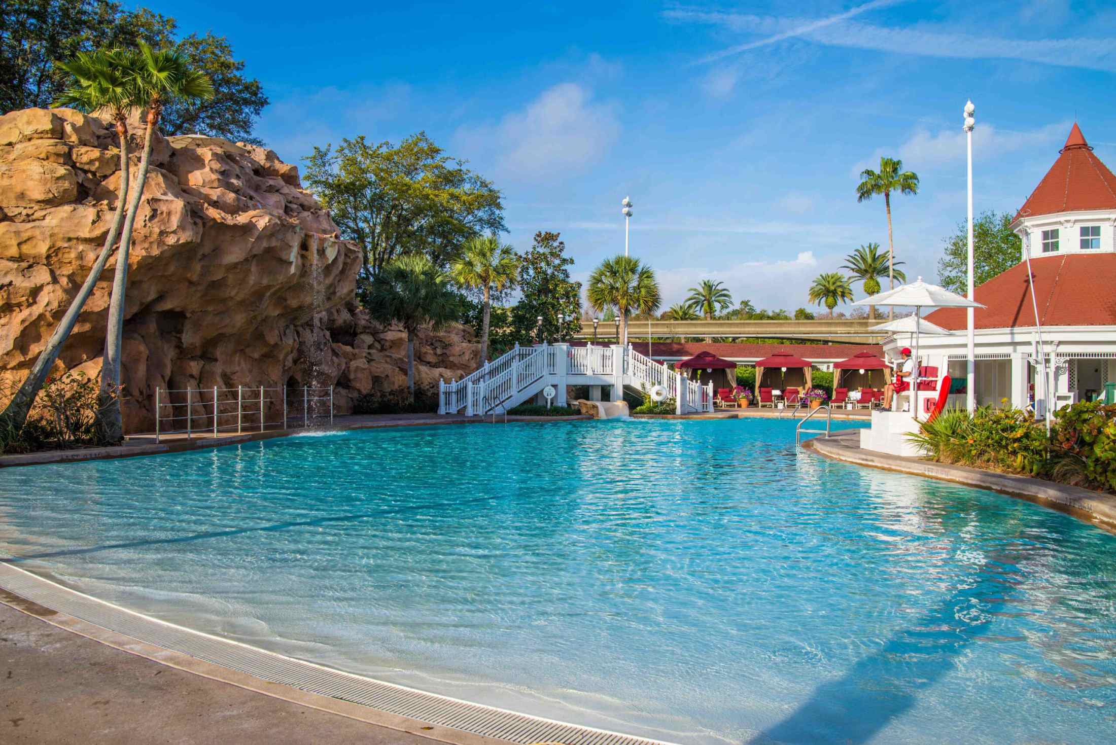 A view of the water theme park and the rest house